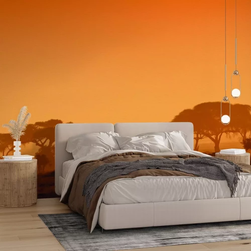 Papier peint  Animaux en safari au coucher du soleil