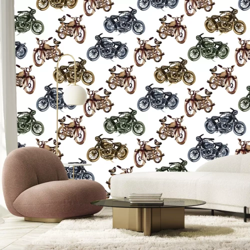 Papier peint  Motos vintage colorées