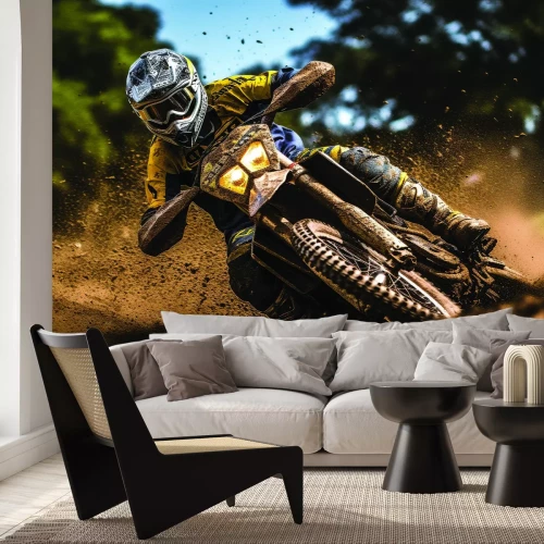 Papier peint  Motocycliste roulant sur le sable