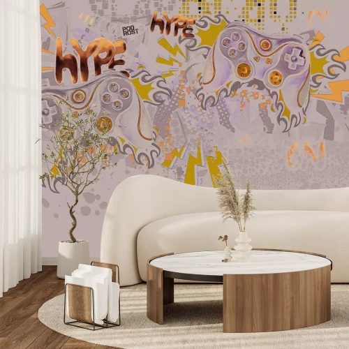 Papier peint  Graffiti jeunesse avec des manettes de jeux