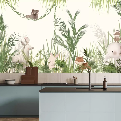 Papier peint  Éléphant dans la jungle tropicale