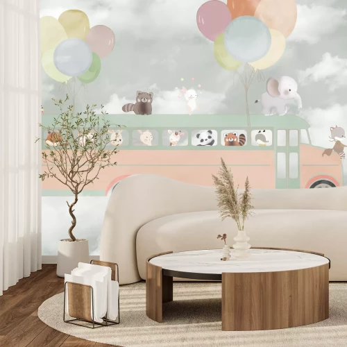 Papier peint  Bus pour animaux parmi les nuages