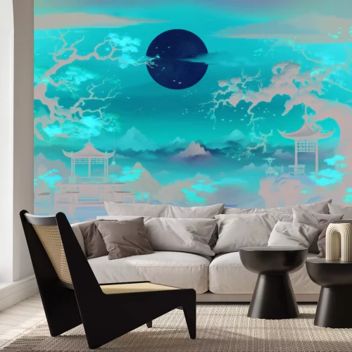 Papier peint  Paysage japonais au coucher du soleil