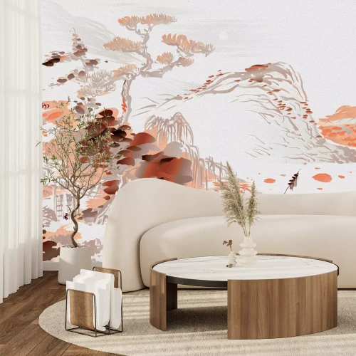 Papier peint  Aquarelle d'un jardin japonais