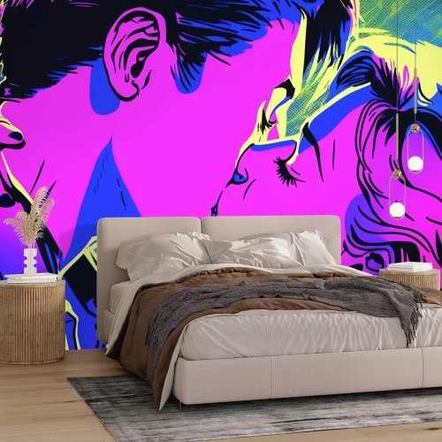 Papier peint  Baiser d'une femme et d'un homme en style Pop Art
