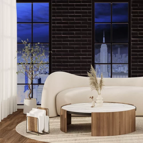 Papier peint  Vue par la fenêtre sur la silhouette de New York