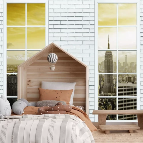 Papier peint  Vue par la fenêtre sur la silhouette de New York