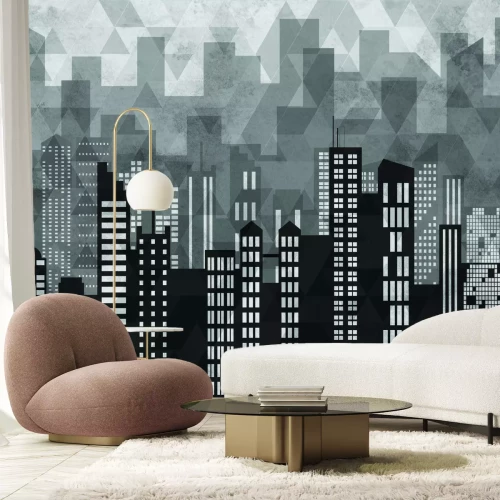 Papier peint  Panorama moderne de la ville avec ombre