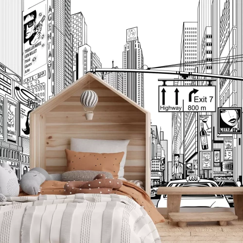 Papier peint  Rue en noir et blanc de New York