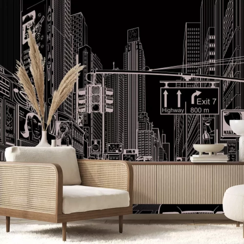 Papier peint  Rue en noir et blanc de New York