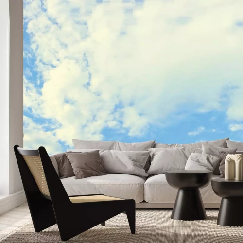 Papier peint  Nuages clairs sur fond de ciel bleu