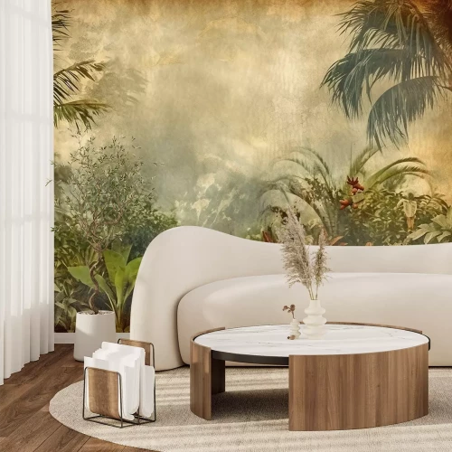 Papier peint  Paysage tropical de plantes en style vintage