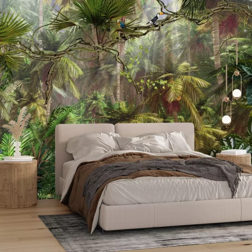 Papier peint  Palmiers dans une jungle tropicale dense