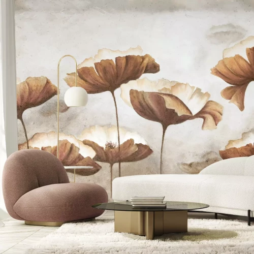 Papier peint  Coquelicots en style industriel
