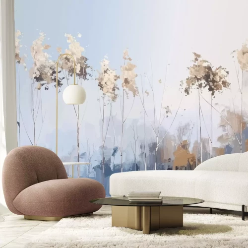 Papier peint  Arbres abstraits, paysage naturel en style minimaliste