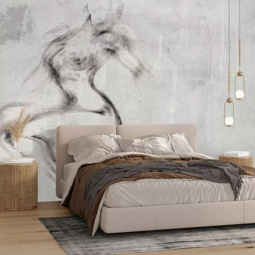 Papier peint  Silhouette sensuelle d’une femme sur un fond de béton brut