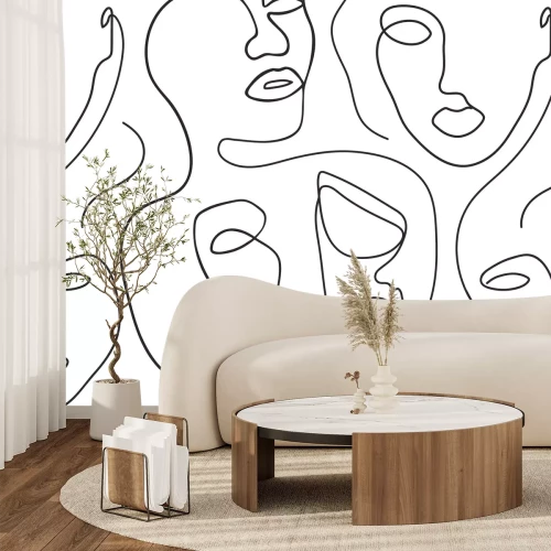 Papier peint  Portraits féminins minimalistes dans une abstraction en noir et blanc