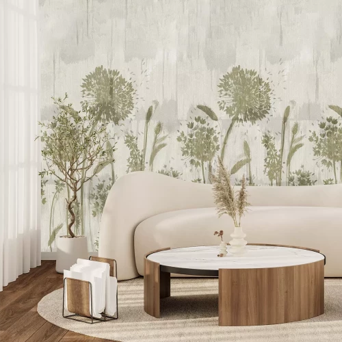 Papier peint  Pissenlits délicats sur fond gris