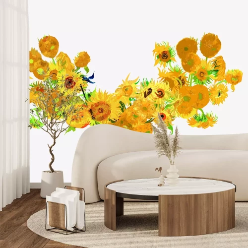 Papier peint  Bouquet peint avec des tournesols