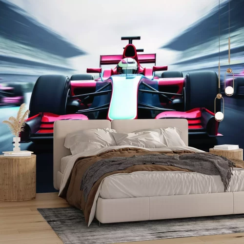 Papier peint  Voiture de Formule 1 rouge pendant la course