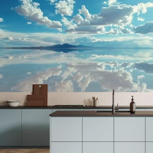 Papier peint  Salar de Uyuni, Bolivia: a vast expanse of salt, mirroring the heavens,