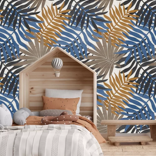 Papier peint  Feuilles de palmier aux couleurs d'automne