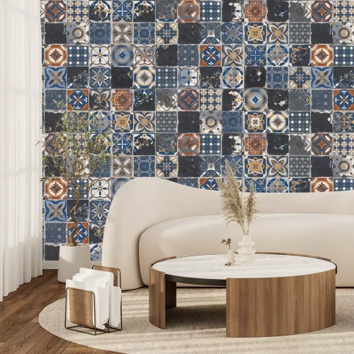 Papier peint  Carreaux carrés ornementaux