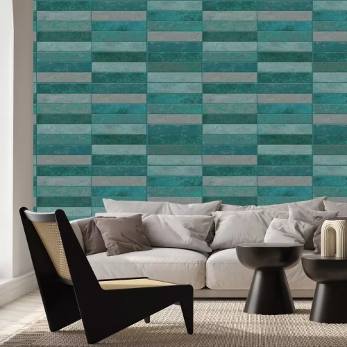 Papier peint  Carreaux verts en forme rectangulaire