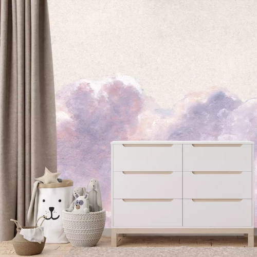 Papier peint  Nuages roses délicats sur un fond clair