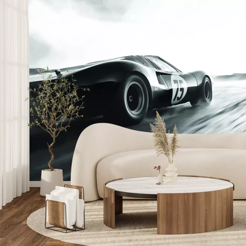 Papier peint  Photo en noir et blanc d'une voiture de style rétro