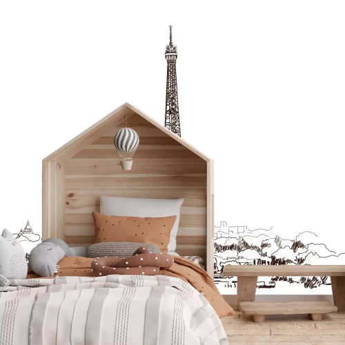 Papier peint  Croquis minimaliste de la Tour Eiffel à Paris