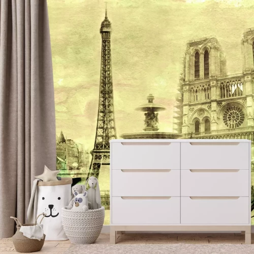 Papier peint  Carte postale classique avec vue sur Paris