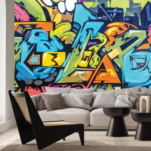 Papier peint  Graffiti artistique coloré sur le mur
