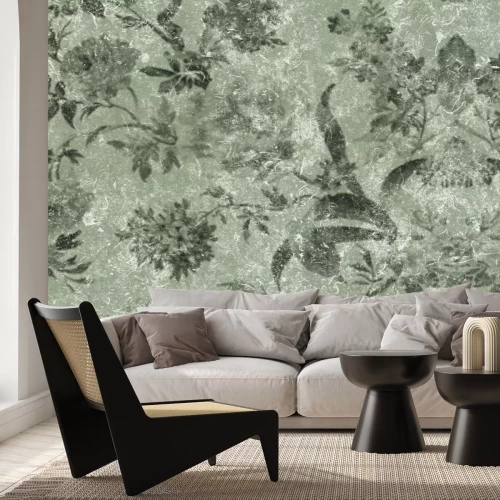 Papier peint  Fleurs de pivoine style rétro