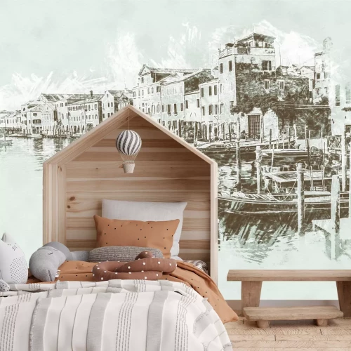 Papier peint  Dessin abstrait du paysage de Venise