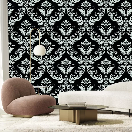 Papier peint  Motif ornemental en noir et blanc