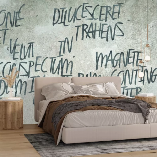 Papier peint  Textes anglais gris sur béton