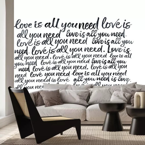 Papier peint  Description noire de l'amour sur fond blanc