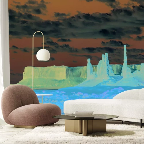 Papier peint  Désert rouge avec des rochers