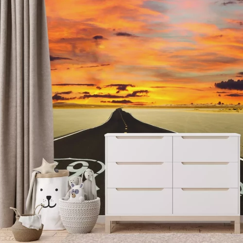 Papier peint  Route 66 au coucher du soleil
