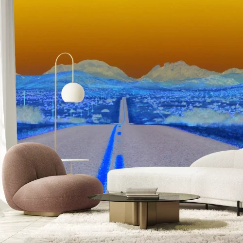 Papier peint  Route en béton traversant le milieu du désert