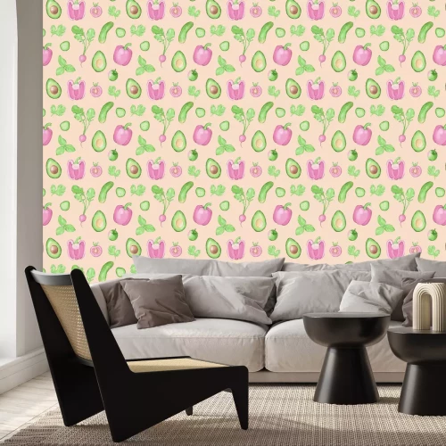 Papier peint  Poivron avec concombre parmi d'autres légumes