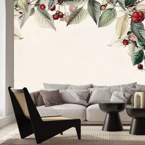 Papier peint  Sorbier rouge parmi les feuilles