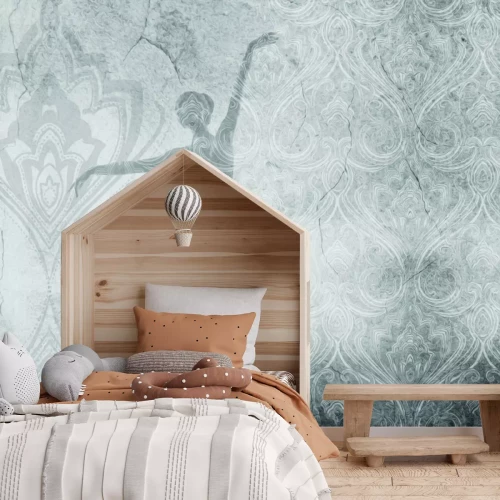 Papier peint  Femme dansant le ballet sur un ornement en béton