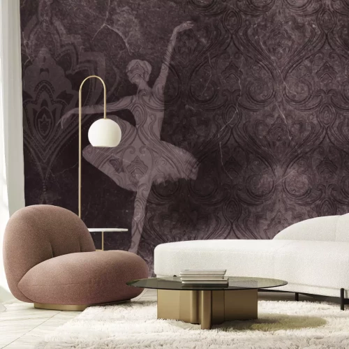 Papier peint  Femme dansant le ballet sur un ornement en béton