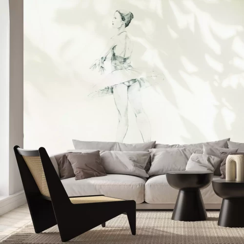 Papier peint  Croquis délicat d'une ballerine sur fond clair