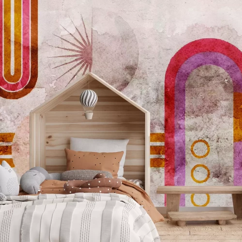 Papier peint  Arches géométriques sur un mur en béton