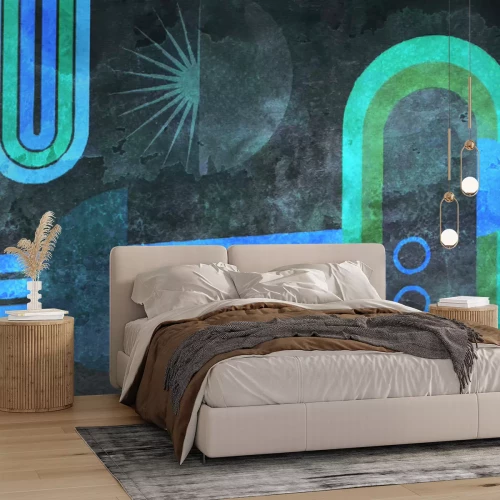 Papier peint  Arches géométriques sur un mur en béton