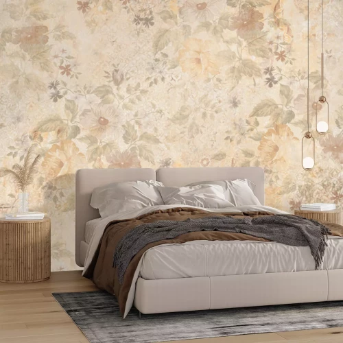 Papier peint  Fleurs sauvages délicates en beiges