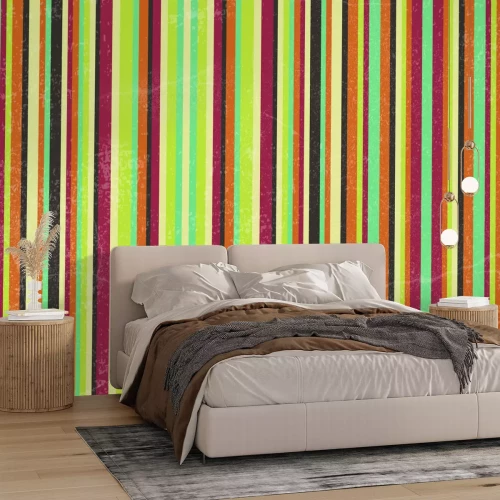 Papier peint  Motif avec rayures vintage colorées